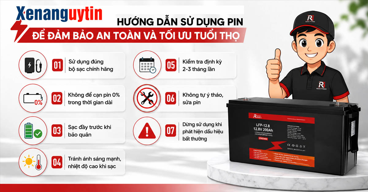 Hướng dẫn sử dụng pin lithium 12v 200ah