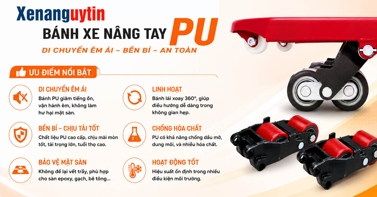 Ưu điểm của bánh xe nâng tay PU