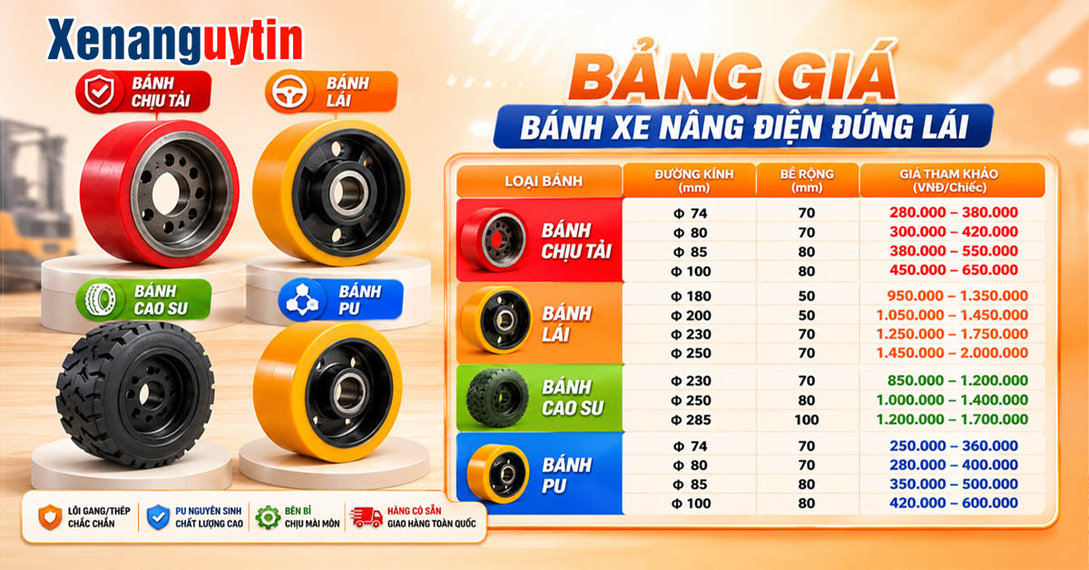 Bảng giá bánh xe nâng điện đứng lái