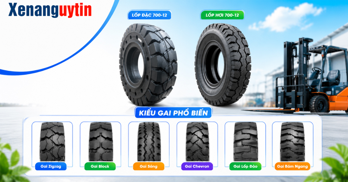 Cận cảnh các Loại Lốp Xe Nâng 700-12 Phổ Biến