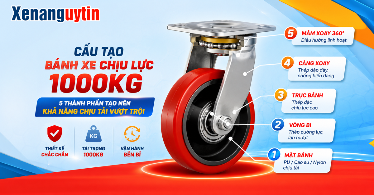 Cấu tạo của bánh xe chịu lực 1000kg