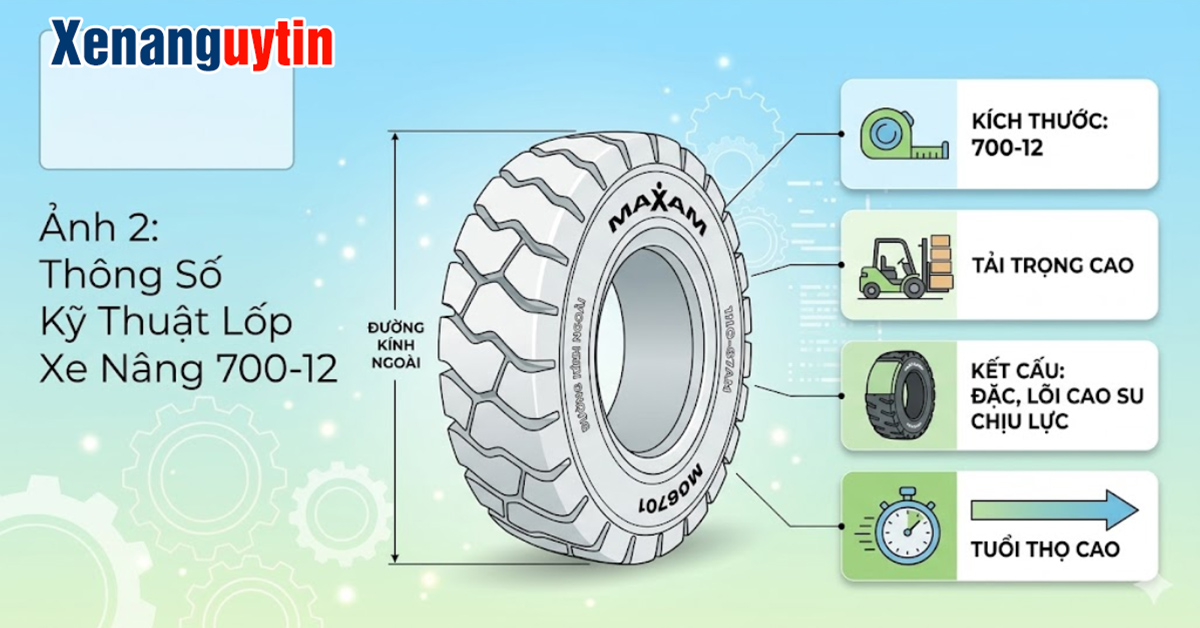 Thông Số Kỹ Thuật Lốp Xe Nâng 700-12