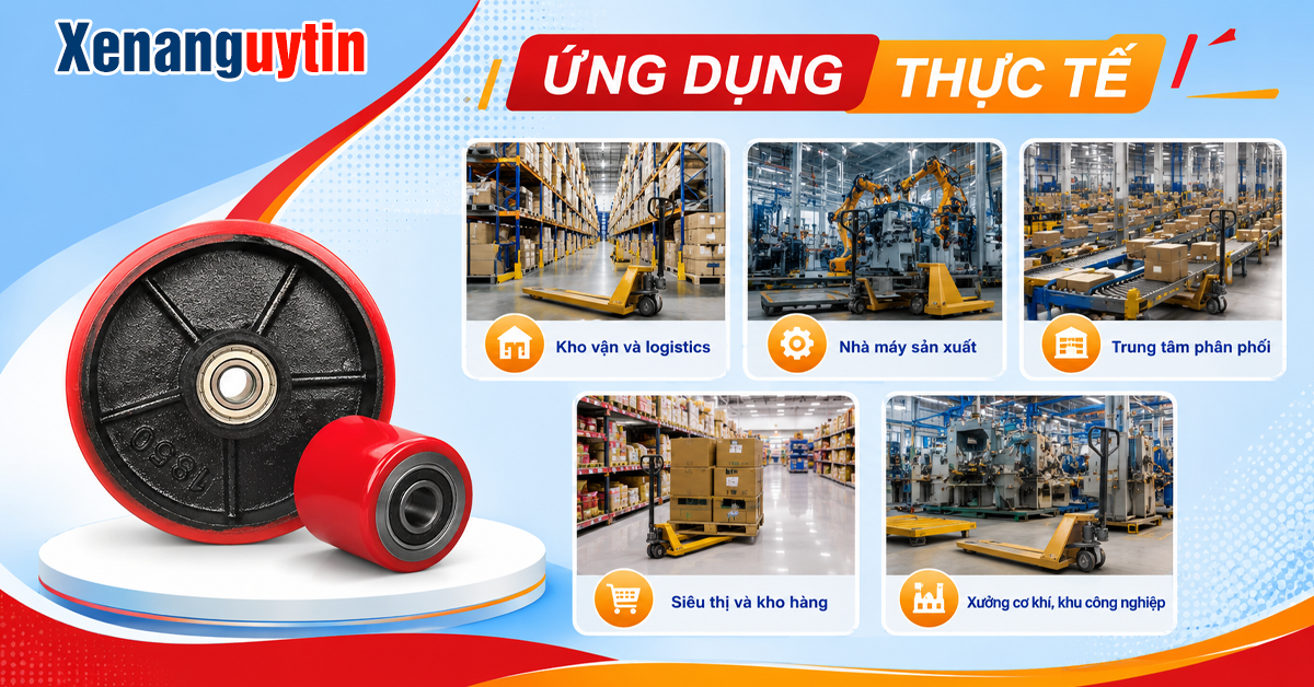 Ứng dụng thực tế của bánh xe nâng tay 70x80