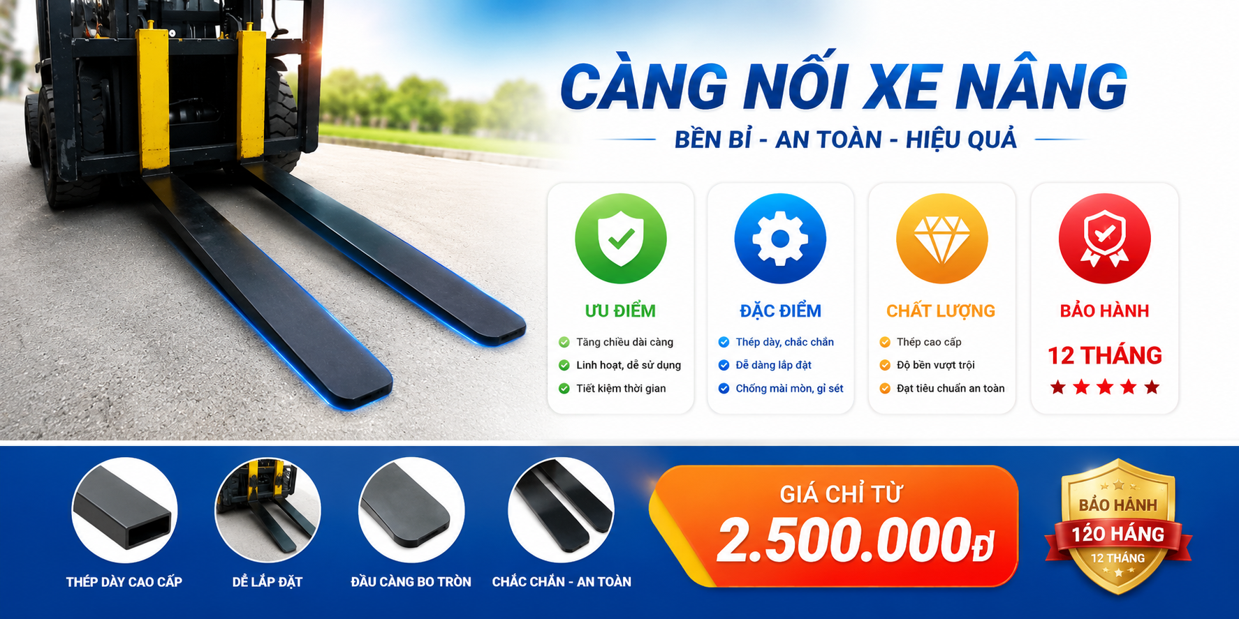 Ưu điểm của càng nối dài xe nâng