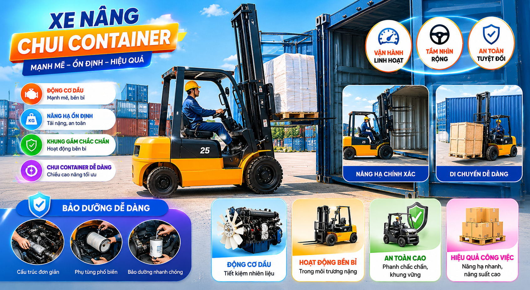 xe nâng chui container