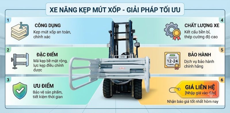 xe nâng kẹp mút xốp