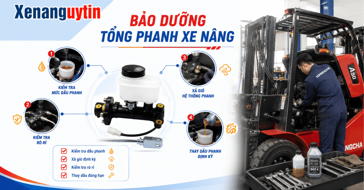 Bảo dưỡng tổng phanh xe nâng
