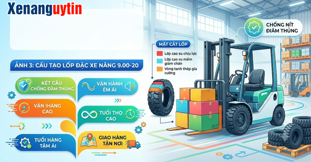 Cấu Tạo Lốp Đặc Xe Nâng 900-20