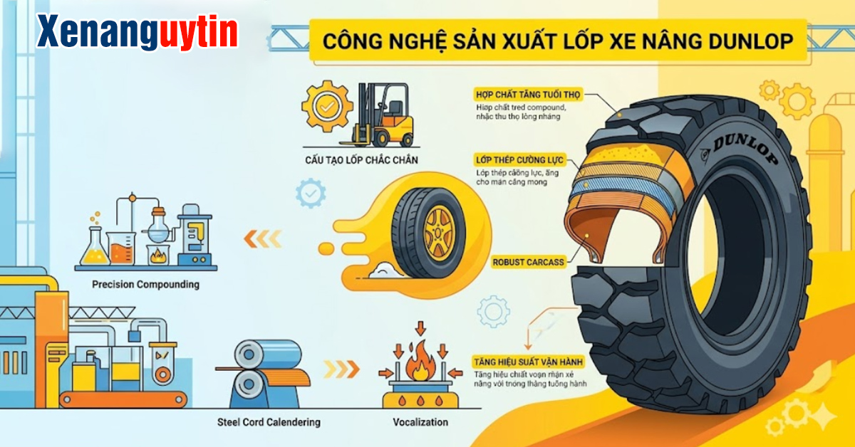Công Nghệ Sản Xuất Lốp Xe Nâng Dunlop