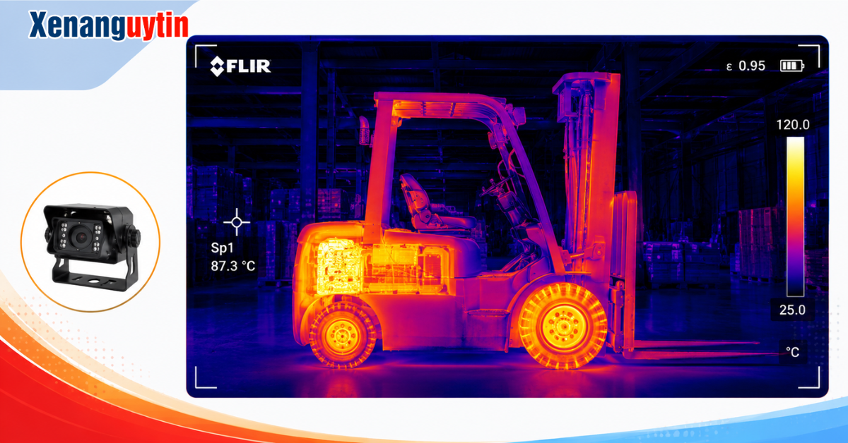 Hình ảnh hồng ngoại của xe nâng trong nhà kho