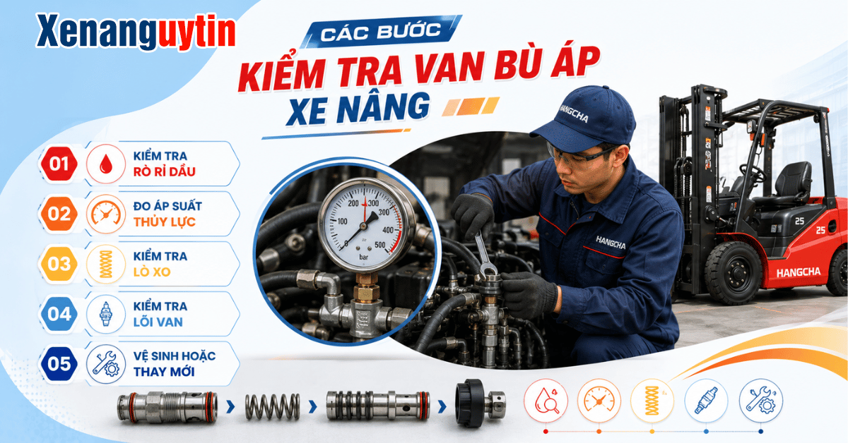 Các bước kiểm tra van bù áp xe nâng