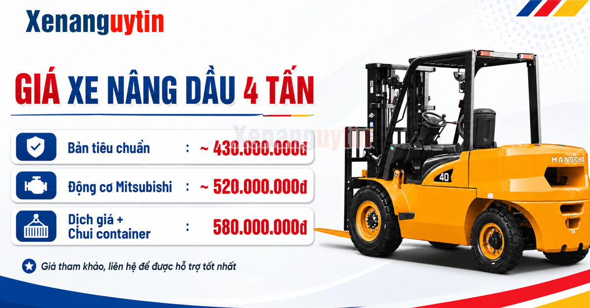 Giá xe nâng dầu 4 tấn