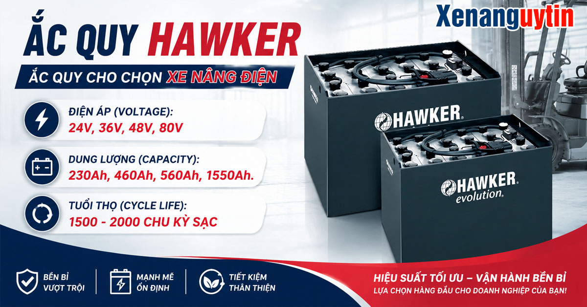 Ắc quy xe nâng điện Hawker giá tốt