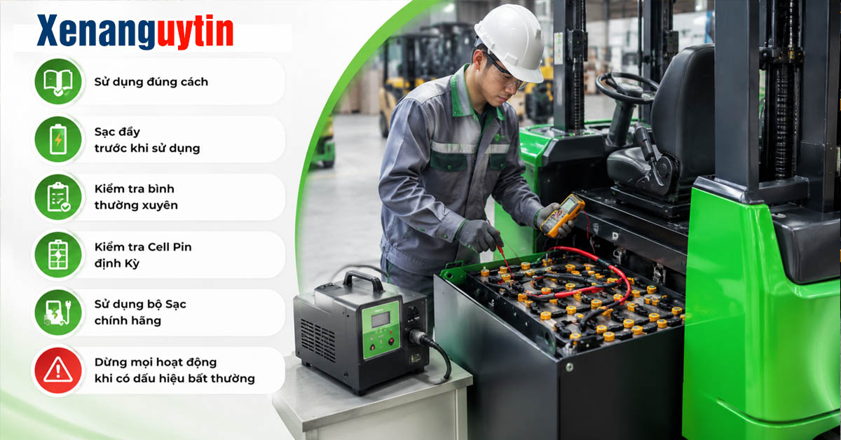 Hướng dẫn sử dụng bình điện xe nâng 24V