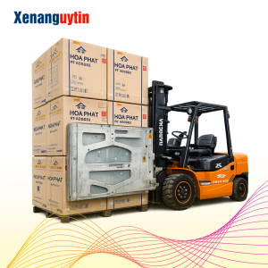 Xe nâng kẹp vuông kẹp thùng carton